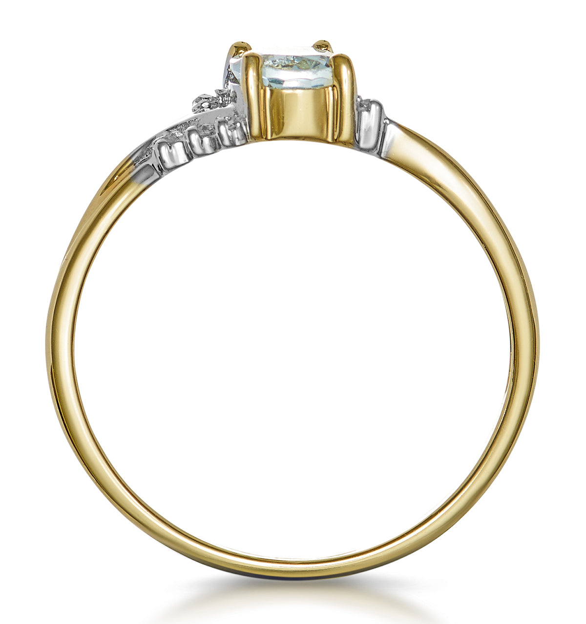 Aquamarine 0.70CT And Diamond 9K Yellow Gold Ring
